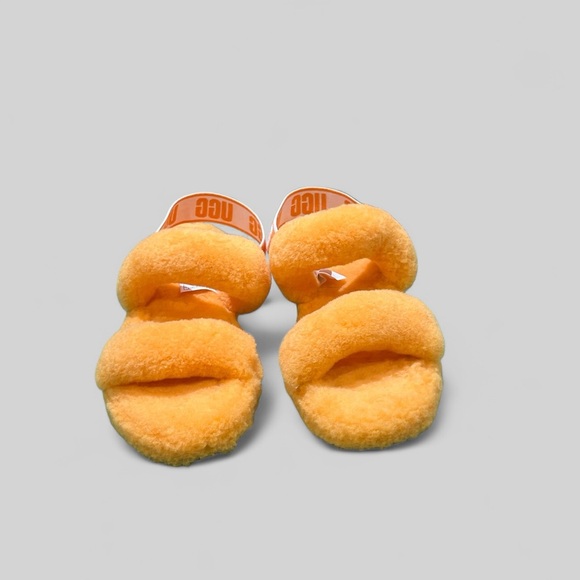 UGG Women's Vibrant Orange Fluffy Sandals - Picture 3 of 7
